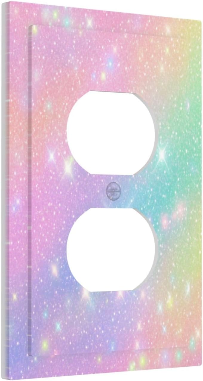 Wuyocha Decorative Outlet Covers Rainbow Shiny Gradient Colors 1 Gang Wall Plate Receptacle Duplex Light Switch Cover Plate Single Dual Plug Covers Electrical Switchplate for Kids Room Nursery Decor - Image 2